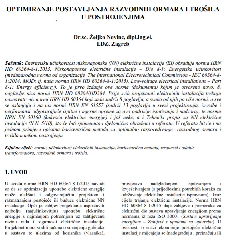 OPTIMIRANJE RASPOREDA RAZVODNIH ORMARA I TROŠILA U POSTROJENJIMA